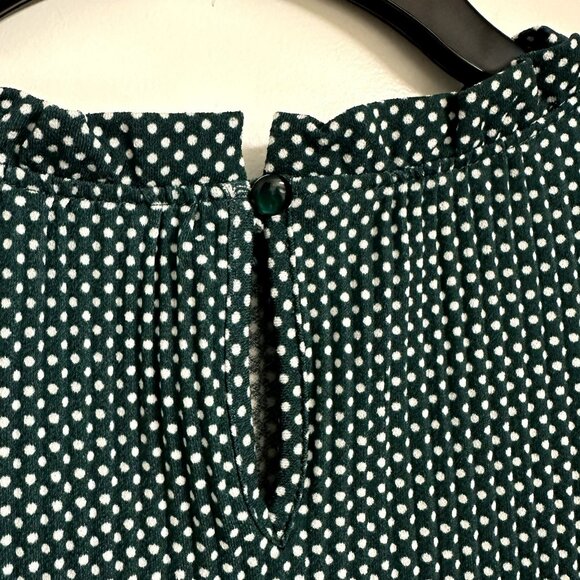 NWOT Adrianna Papell Three Quarter Sleeve Teal Polka Dot Blouse Size S - Picture 4 of 6
